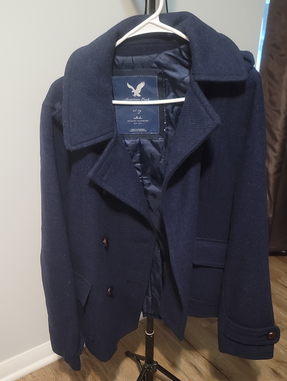 American Eagle Outfitters Dark Navy Wool Peacoat